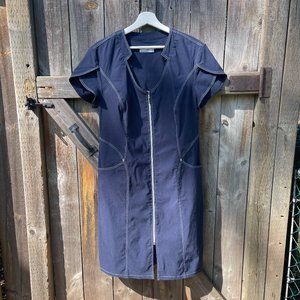 Blue Front Zip Up Dress - size large